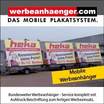 2) werbeanhaenger.com Bundesweiter Service für Werbeanhängervermietung komplett mit Beschriftung.